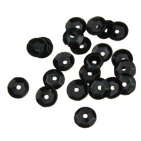 Round Sequins, 6 mm, Black - 20 grams