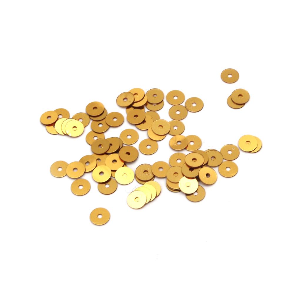 Flat Round Sequins / 5 mm / Gold - 20 grams 