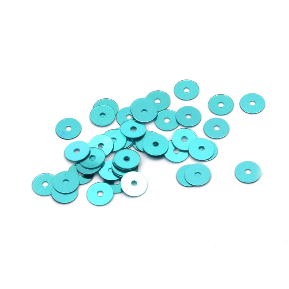 Flat Round Sequins, 5 mm, Blue - 20 grams