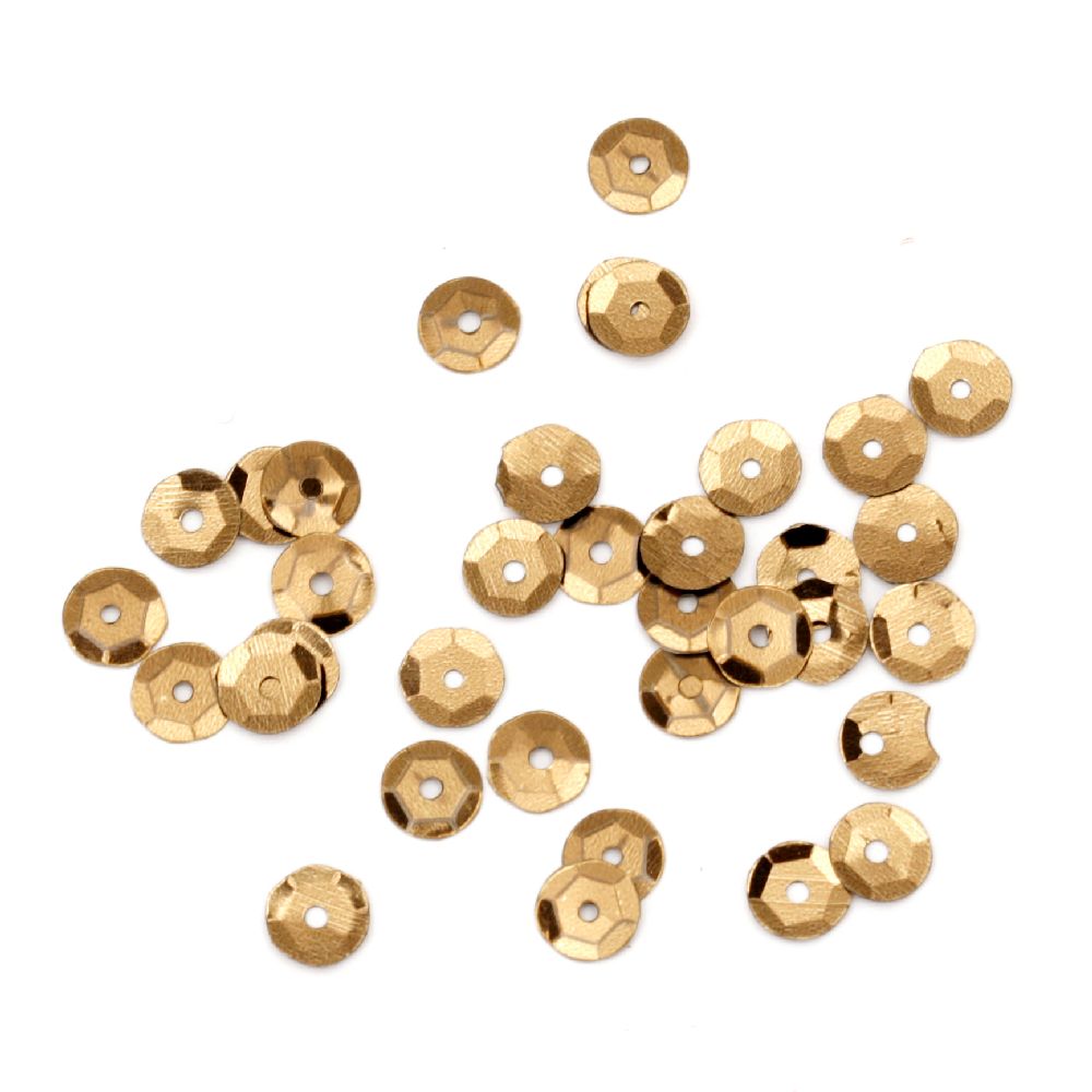 Round Dark Gold Sequins, 6 mm - 20 grams