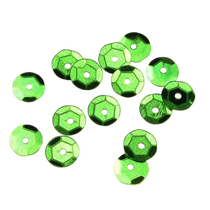 Round Green Sequins, 6 mm - 20 grams