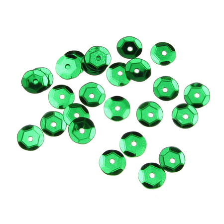 Sequins / Paillette Beads DIY Sewing, Decoration, Wedding, Scrapbooking round 6 mm green dark - 20 grams