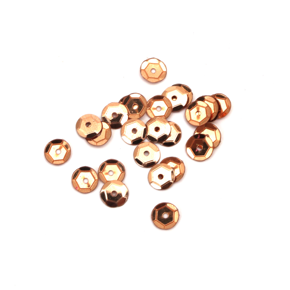 Round Cup Sequins / 6 mm / Pink Gold - 20 grams 