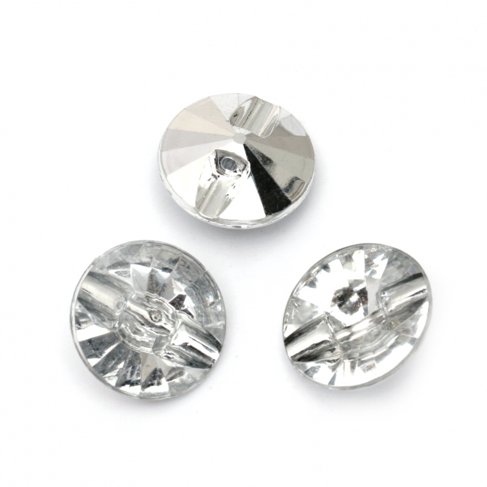 Acrylic button 18x8 mm hole 1.5 mm silver -10 pieces