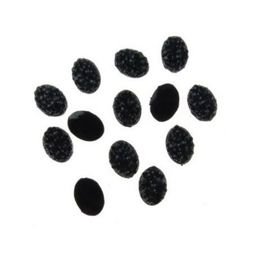 Acrylic stone for gluing cabochon type 6x8 mm oval black with relief -20 pieces