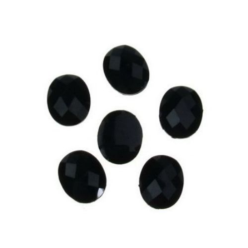 Acrylic stone for gluing cabochon type 10x12 mm oval black -10 pieces