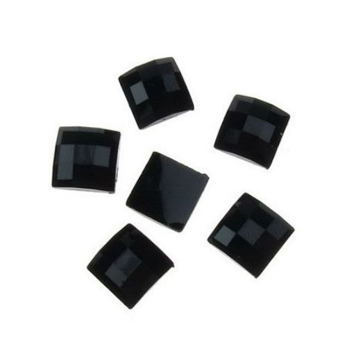 Acrylic stone for gluing cabochon type 8x8 mm square black -10 pieces