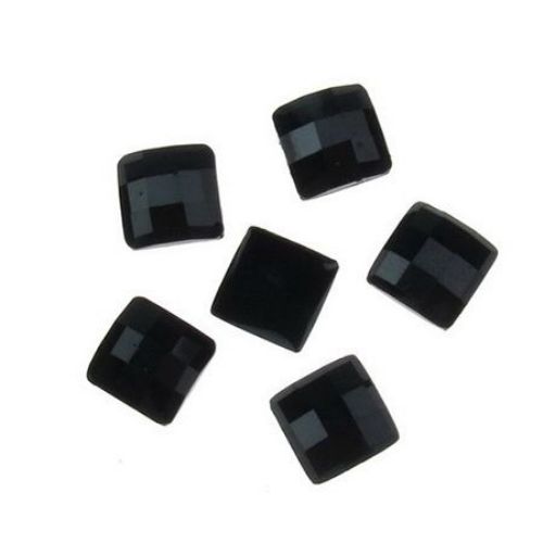 Acrylic stone for gluing cabochon type 10x10 mm square black -10 pieces