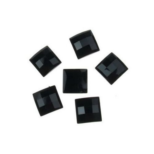 Acrylic stone for gluing cabochon type 12x12 mm square black -10 pieces