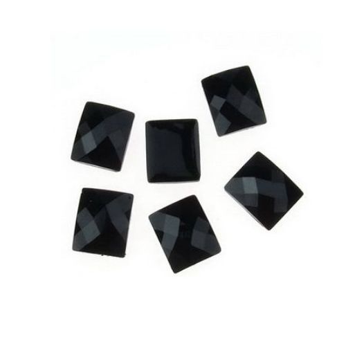 Acrylic stone for gluing cabochon type 10x12 mm rectangle black -10 pieces