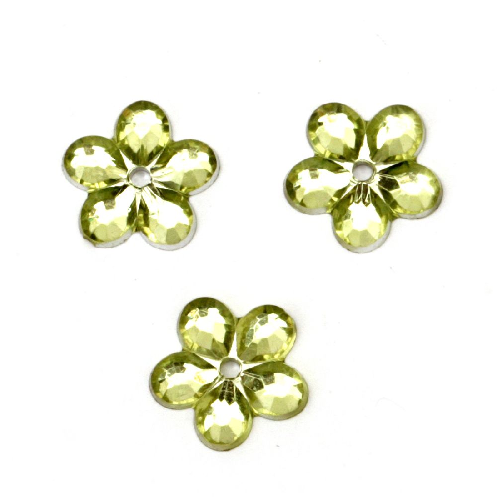 Acrylic stone for gluing flower 11x2 mm light green -20 pieces