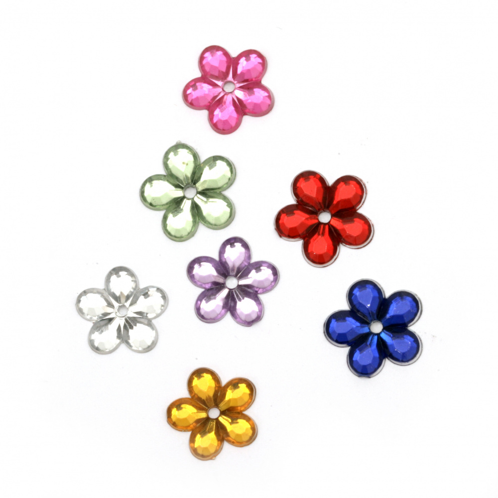 Λουλούδι, ακρυλική πέτρα για κόλληση 11x2 mm Μιξ χρώματα -20 τεμάχια
