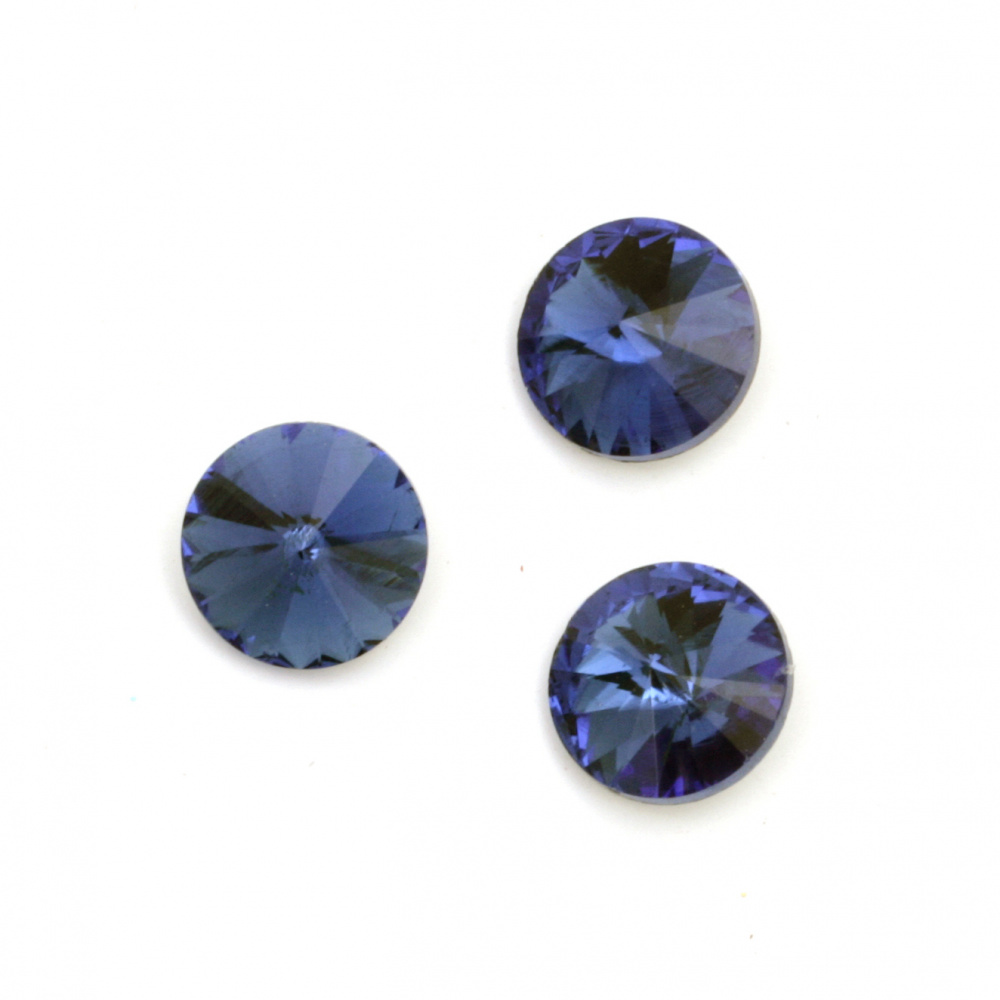 Acrylic stone for embedding 14x7 mm round blue faceted - 10 pieces