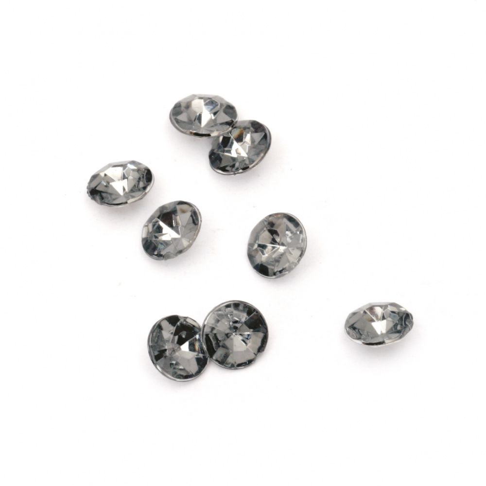 Acrylic Rhinestone, Hot-Fix, DIY, Decoration 7x5 mm round transparent gray faceted -50 pieces