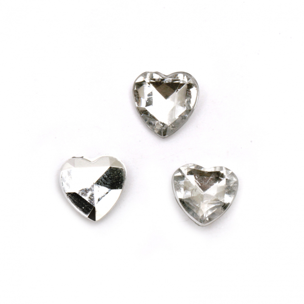 Acrylic Rhinestone, Hot-Fix, DIY, Decoration 10x4 mm heart transparent white faceted -20 pieces