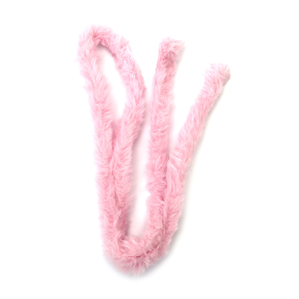 Tijă de sârmă moale cu material sintetic pufos, culoare roz deschis, 20 mm - 1 metru