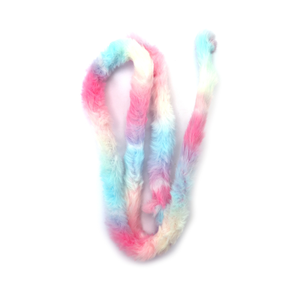 Sârmă moale cu material sintetic pufos, culoare melanj, alb, roz, albastru deschis, 20 mm - 1 metru