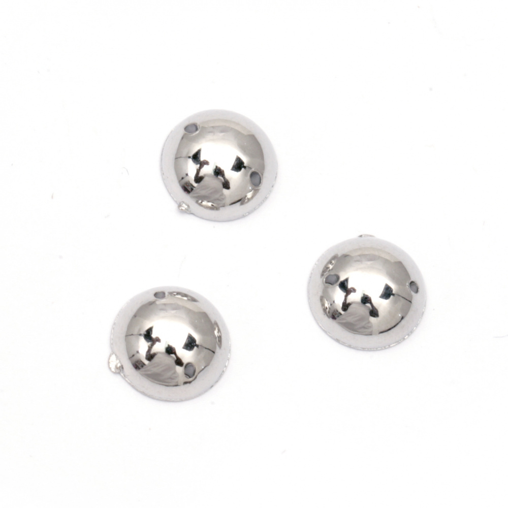 Bead hemisphere for sewing 10 mm color silver - 50 pieces
