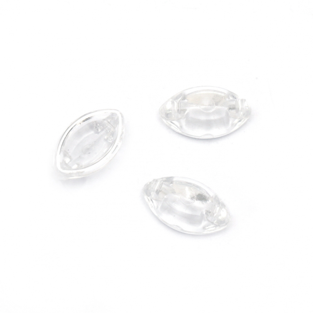 Plastic base 8x13 mm leaf for sewing or gluing for 5x10 mm acrylic stone color transparent - 10 pieces