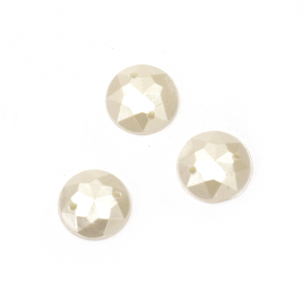 Bead hemisphere for sewing 12 mm faceted color cream - 25 pieces