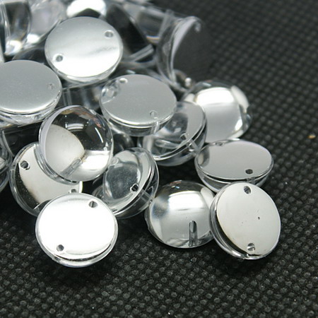 Acrylic stone for sewing 6x3.5 mm hole 1 mm round white extra quality - 25 pieces