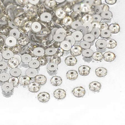 Акрилни камъни за пришиване 8 мм дупка 1 мм кръг прозрачен екстра качество - 10 броя