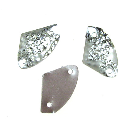 Rough Acrylic Figure with Stones for Sewing / 9x14 mm / Silver - 25 pieces