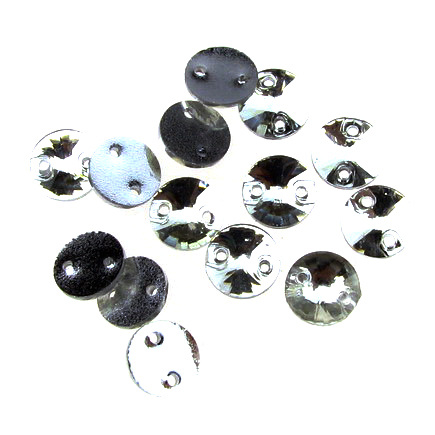 Акрилни камъчета за пришиване 8 мм кръг цвят бял дъга първо качество - 50 броя