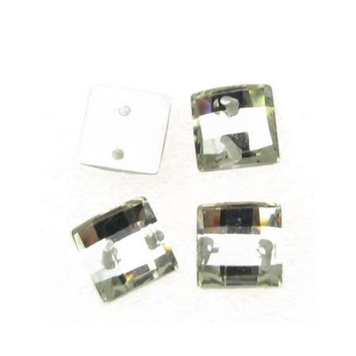 Ακρυλικές πέτρες για ράψιμο τετράγωνες 8 mm λευκό rainbow - 25 τεμάχια