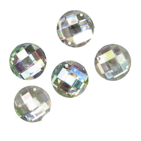 Sew On Acrylic Rhinestone, DIY Clothes, Decoration14 mm round white arc faceted -50 pieces