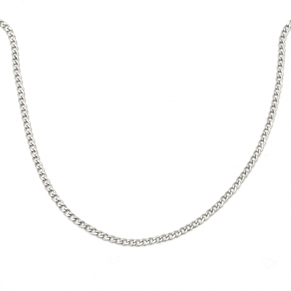 STEEL Chain, Flat Braid / 4x1.5 mm / Silver -1 meter