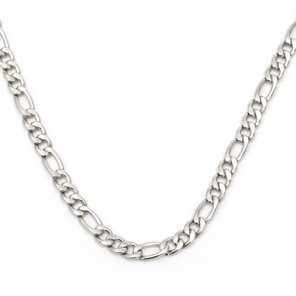 Flat Braid STEEL Chain for DIY Jewelry Making / 10x4 mm / Silver - 1 meter