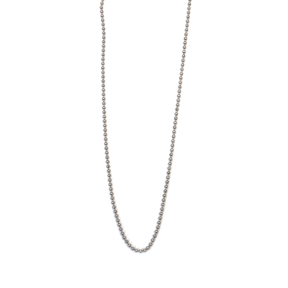 Steel Ball Chain 2 mm, Silver Color - 1 Meter