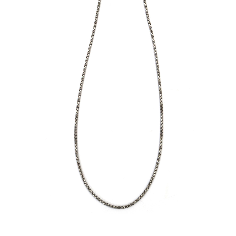 Steel Chain 2.5x2.5x1.2 mm, Round Link, Silver Color - 1 Meter