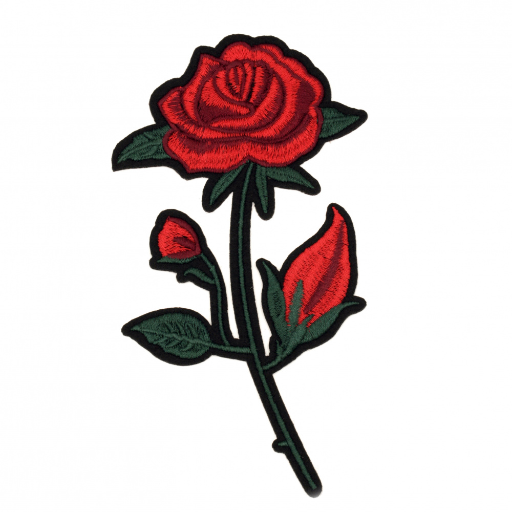 Лепяща апликация червена роза 80x140 мм 