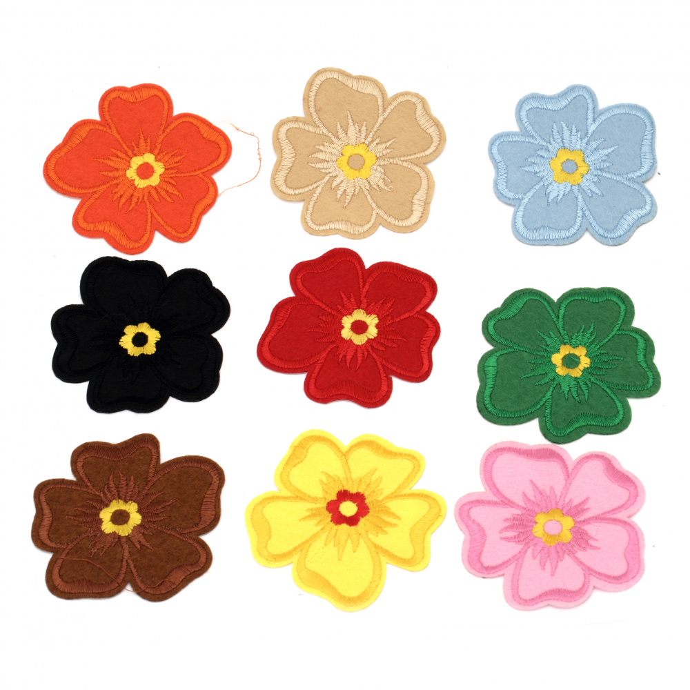 Fabric Stickers  80x80 mm Assorted flower color