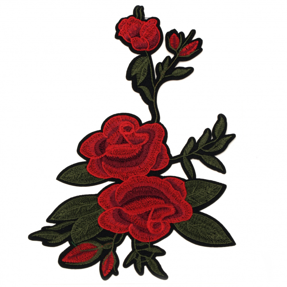 Fabric Sticker  165x245 mm Embroidered red rose