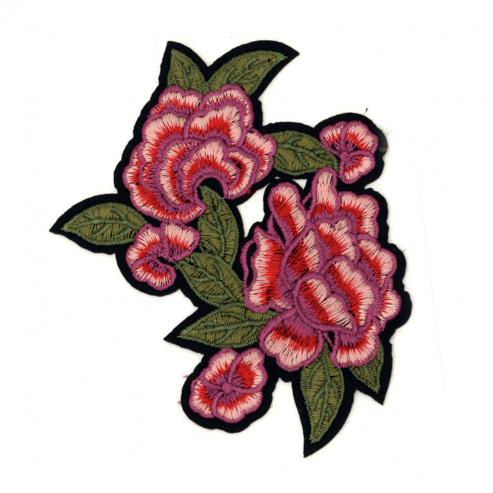 Fabric Stickers  95x110 mm Embroidered pink roses