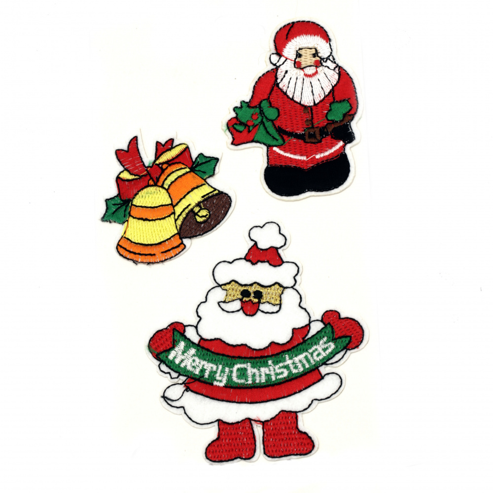 Θερμοκολλητικά μοτίφ ρούχων, 50 ~ 90 mm 3 τεμάχια Χριστουγεννιάτικα