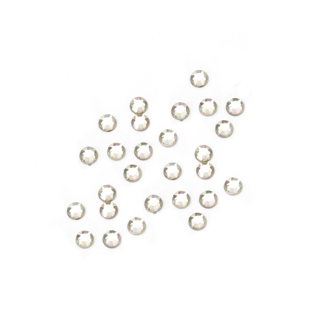 Acrylic stone for gluing 3 mm round transparent arc faceted first quality -200 pieces