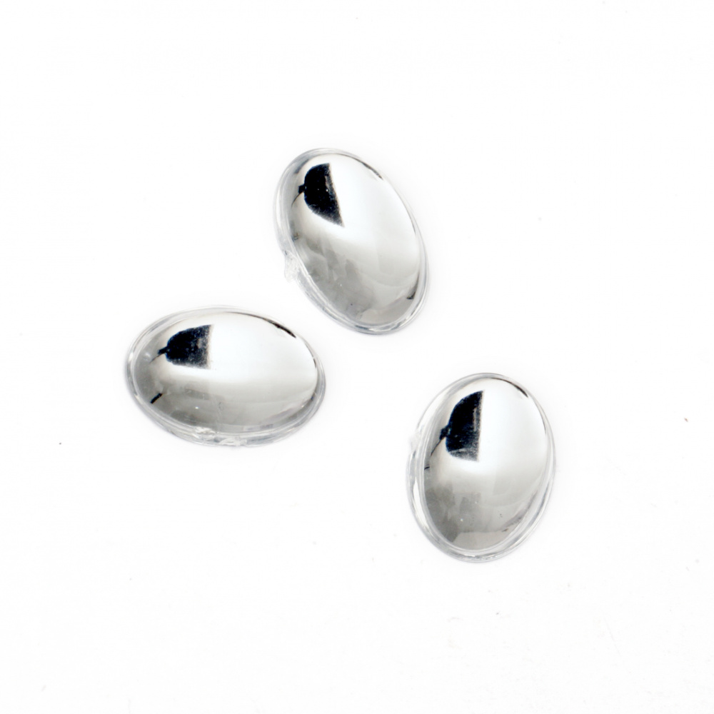 Acrylic Stick-On Stones, Oval, 13x18 mm, Transparent, First Quality - 20 Pieces