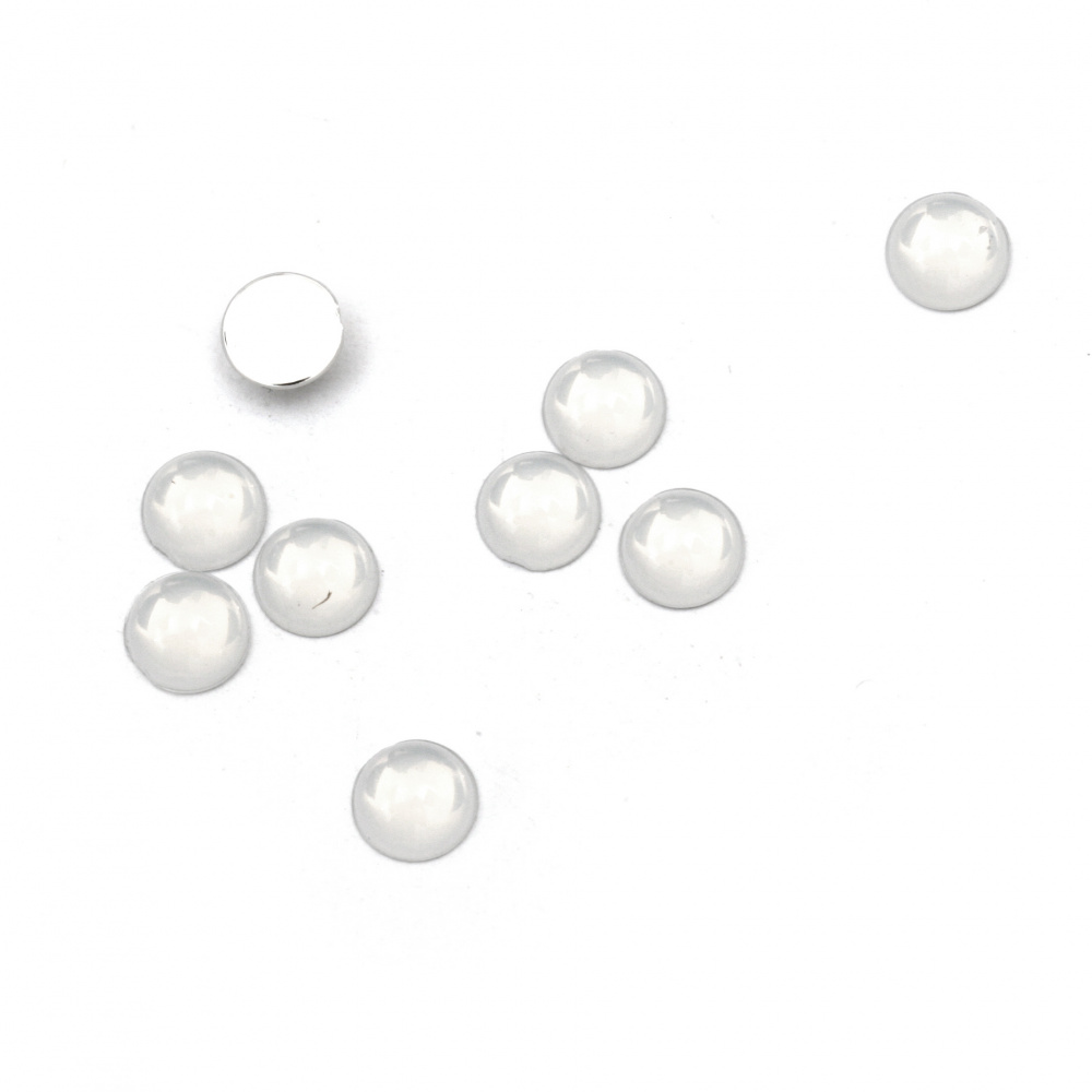 Acrylic stone for gluing 5 mm round transparent milky white -100 pieces