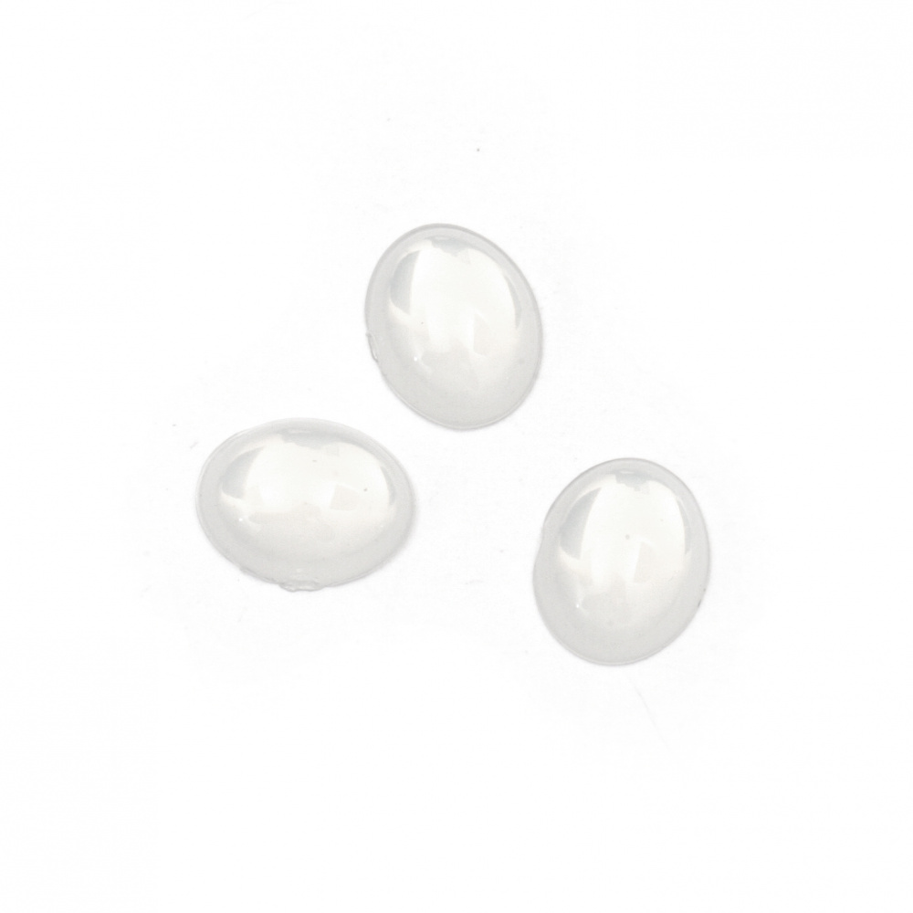 Acrylic stone for gluing 8x13 mm oval transparent milky white -50 pieces