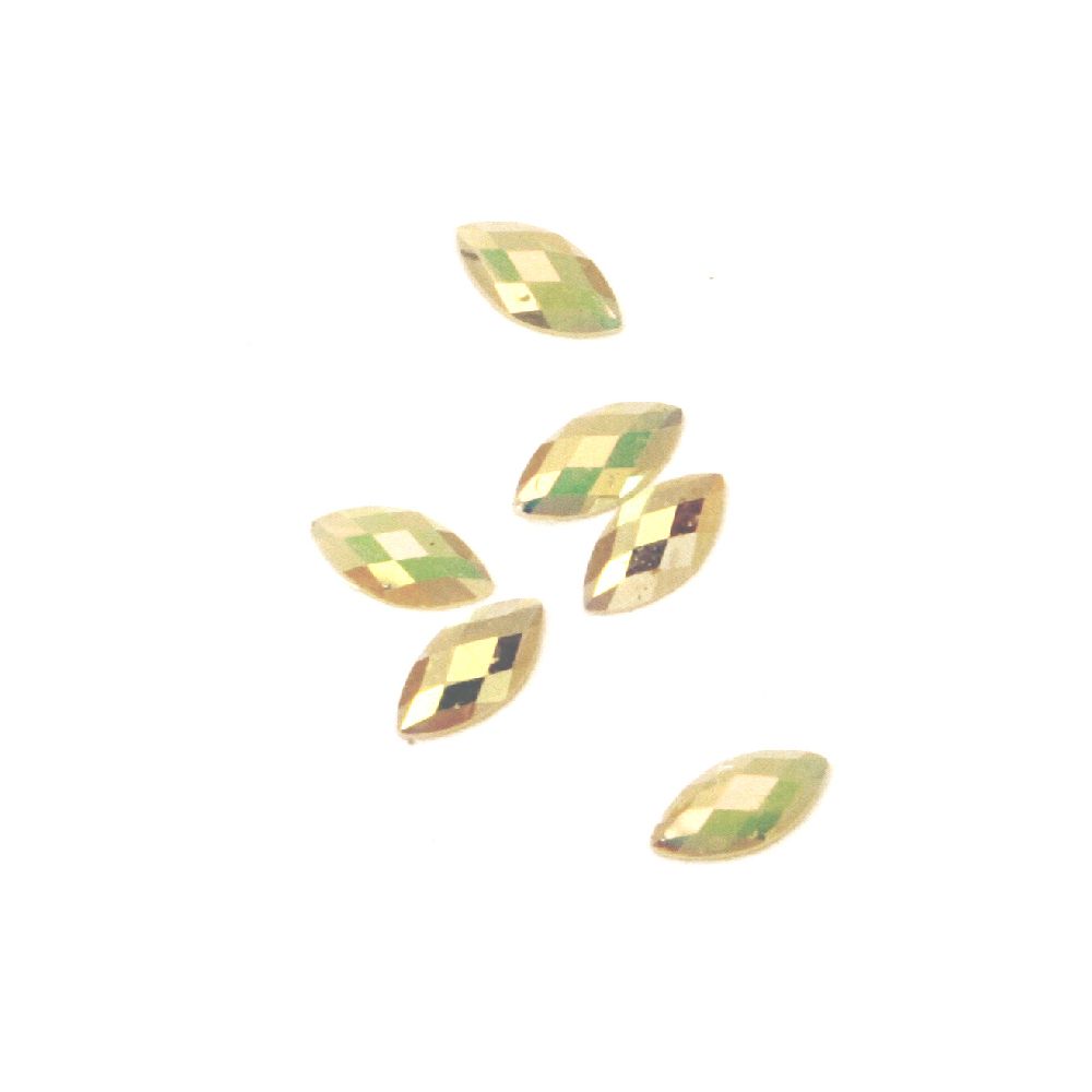 Acrylic stone for gluing 3x6 mm lemon leaf chiffon faceted -2 grams ~ 200 pieces