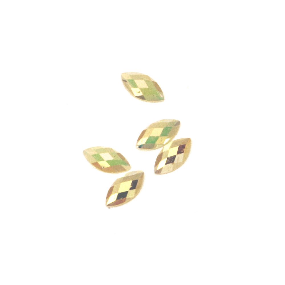 Acrylic stone for gluing 3x6 mm lemon leaf chiffon transparent faceted -2 grams ~ 200 pieces