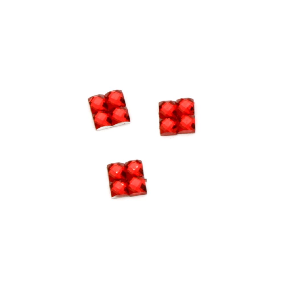 Ακρυλική τετράγωνη πέτρας 4x4 mm κόκκινο -200 τεμάχια