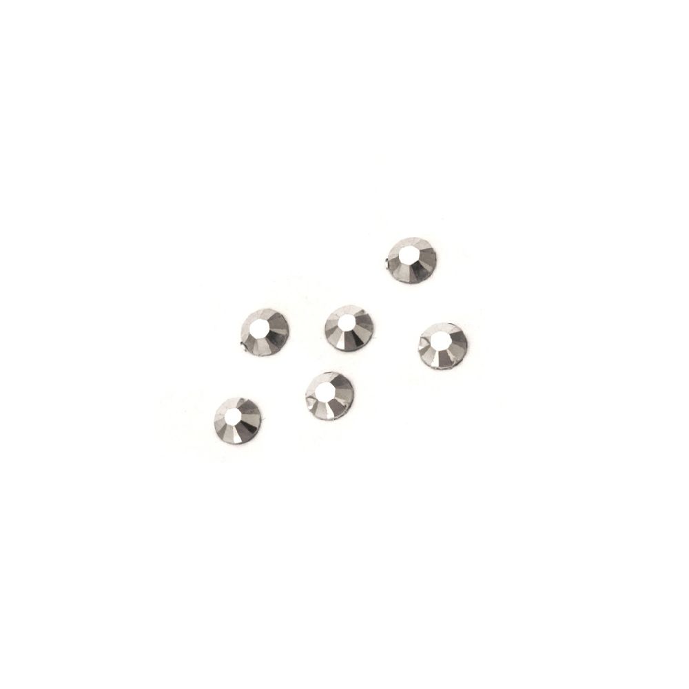 Акрилни камъни за лепене 3 мм кръг цвят сребро плътен фасетиран -2 грама ~350 броя