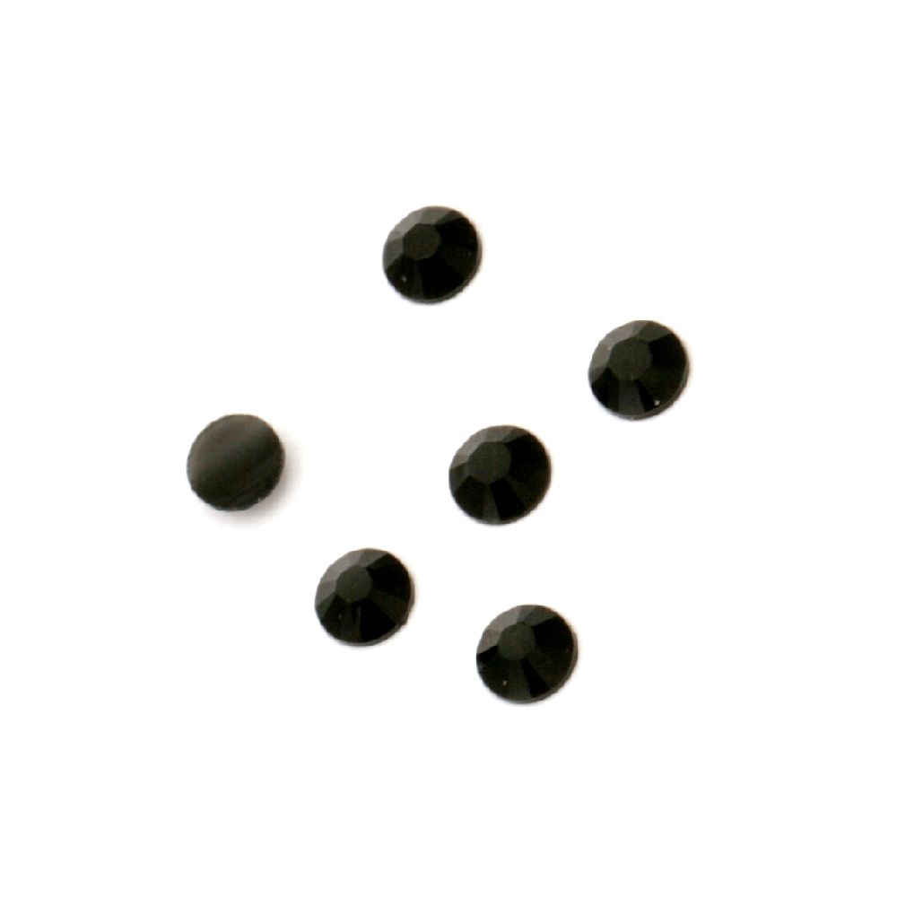 Piatra acrilica pentru lipirea de 3 mm forma rotunda culoare  negru solid fatetat -2 grame ~ 350 bucati