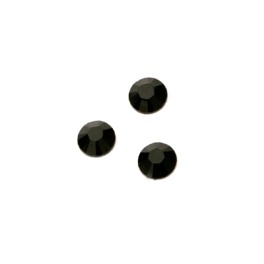 Acrylic stone for gluing 5 mm round black solid faceted -100 pieces