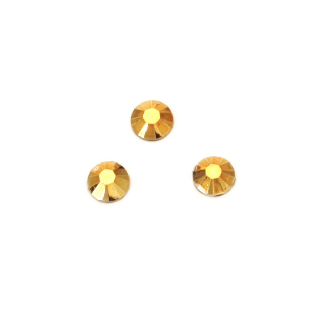 Acrylic stone for gluing 4 mm round old gold faceted with a transparent base -100 pieces